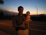 Chad and Ruby's self portrait while walking.  You can see smoke and strange light from the fires in the area.