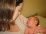 Ruby had her first spit-up on mom while at the pediatrician.